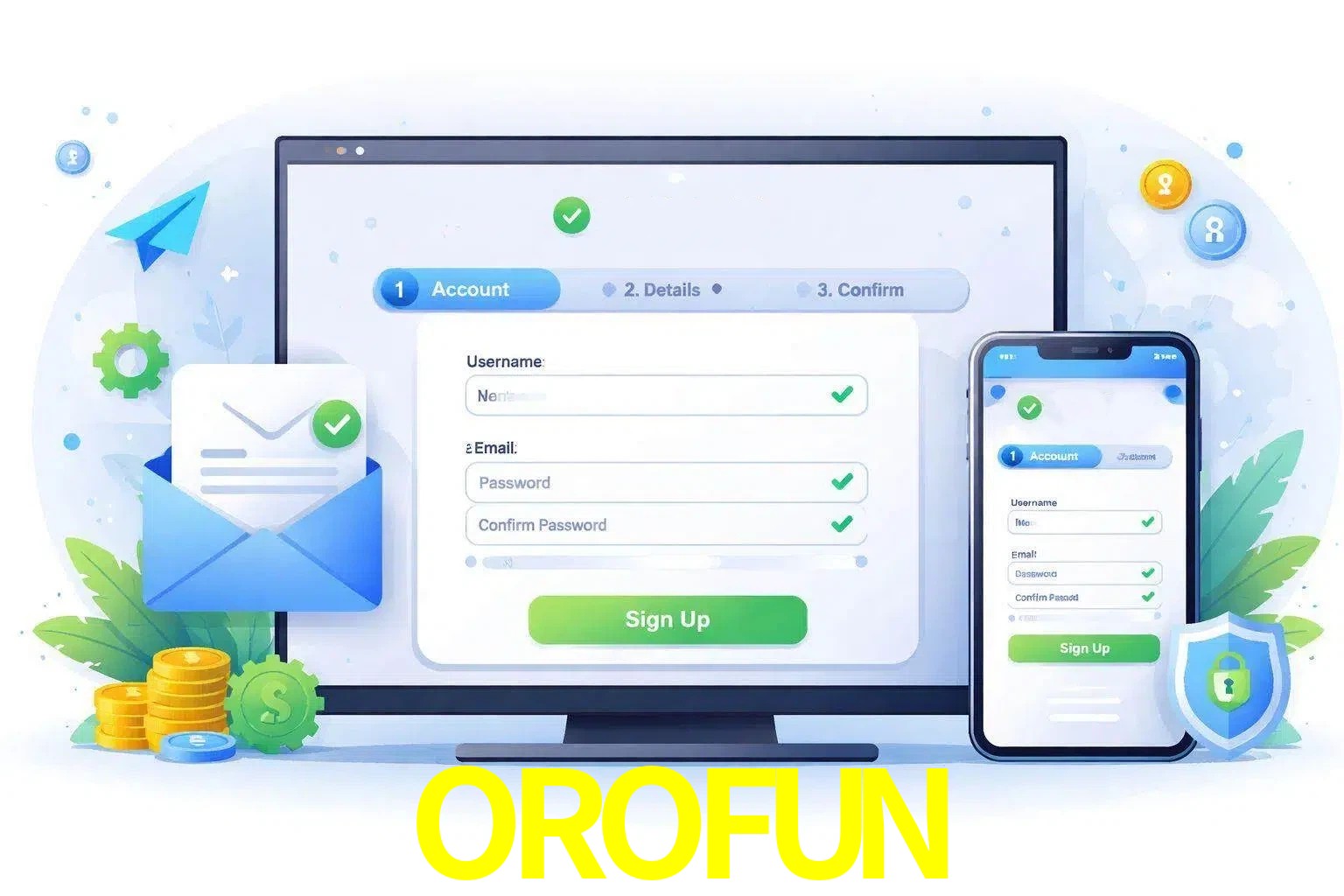 Registro de nuevo usuario y configuración de cuenta OROFUN